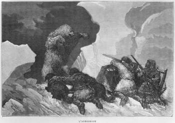 Attack, illustration from 'Expedition du Tegetthoff' by Julius Prayer (1841-1915) (engraving) (b/w photo) | Obraz na stenu