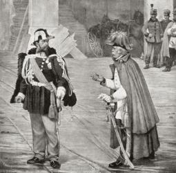 A Peace Conference. The meeting between Victor Emmanuel II and Count Radetzky, after the Battle of Novara, March 24, 1849. Johann Josef Wenzel Graf Radetzky von Radetz. Czech nobleman and Austrian general. Victor Emmanuel II, 1820  1878. King of Italy. F | Obraz na stenu