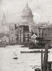 St. Paul's Cathedral from the Surrey shore, London, England in the 19th century. From Cities of the World, published c.1893. | Obraz na stenu