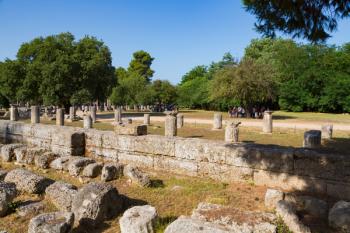 Olympia, Peloponnese, Greece. Ancient Olympia. The Gymnasium. Ancient Olympia is a UNESCO World Heritage Site. (photo) | Obraz na stenu