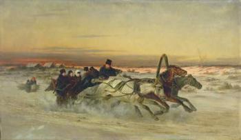 A Galloping Winter Troika at Dawn | Obraz na stenu