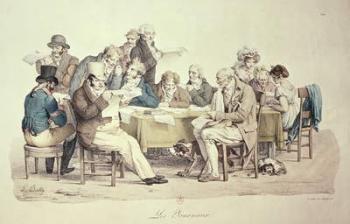 The Newspapers, engraved by Francois Seraphin Delpech (1778-1825) (coloured engraving) | Obraz na stenu