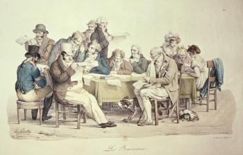 The Newspapers, engraved by Francois Seraphin Delpech (1778-1825) (coloured engraving) | Obraz na stenu