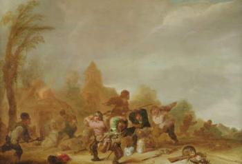 Brawl between Soldiers and Peasants (oil on canvas) | Obraz na stenu