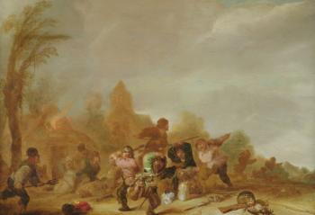 Brawl between Soldiers and Peasants (oil on canvas) | Obraz na stenu