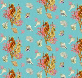 Seahorses's, Coral, and Shells, textile-suface design, 2012 (digital file) | Obraz na stenu