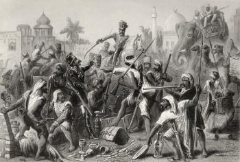 Mutinous Sepoys dividing spoils, from 'The History of the Indian Mutiny', published in 1858 (engraving) | Obraz na stenu