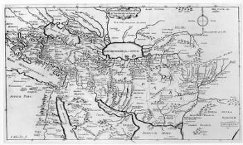 Map of the Travels and the Expeditions of Alexander the Great (356-323 BC) in Asia (engraving) (b/w photo) | Obraz na stenu
