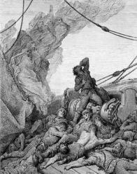 The Mariner, surrounded by the dead sailors, suffers anguish of spirit, scene from 'The Rime of the Ancient Mariner' by S.T. Coleridge, published by Harper & Brothers, New York, 1876 (wood engraving) | Obraz na stenu