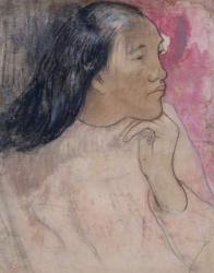 A Tahitian Woman with a Flower in Her Hair, 1891-92 (charcoal, pastel, and wash) | Obraz na stenu