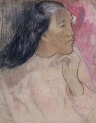 A Tahitian Woman with a Flower in Her Hair, 1891-92 (charcoal, pastel, and wash) | Obraz na stenu