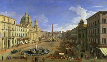 View of the Piazza Navona, Rome (oil on canvas) | Obraz na stenu
