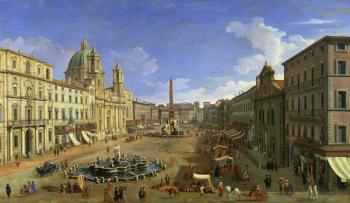 View of the Piazza Navona, Rome (oil on canvas) | Obraz na stenu