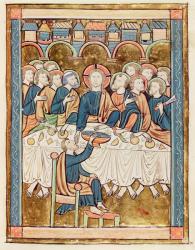 Ms 3016 fol.14 The Last Supper, from 'Psautier a l'Usage de Paris (vellum) | Obraz na stenu