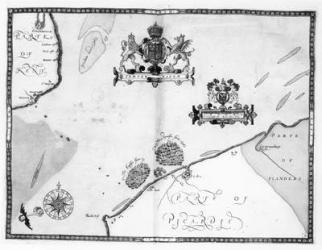 Map No.9 showing the route of the Armada fleet, engraved by Augustine Ryther, 1588 (engraving) (b/w photo) | Obraz na stenu