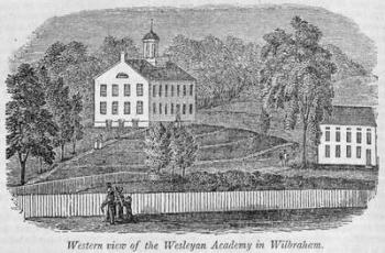 Western view of the Wesleyan Academy in Wilbraham, from 'Historical Collections of Massachusetts', by John Warner Barber, 1839 (engraving) | Obraz na stenu