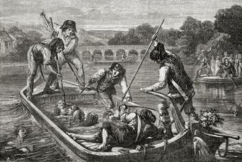 The drowning in the Loire during the Reign of Terror, 1793 (litho) | Obraz na stenu
