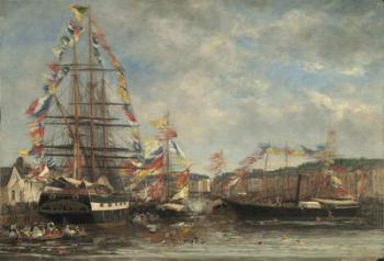 Festival in the Harbour of Honfleur, 1858 (oil on wood) | Obraz na stenu