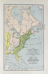 Map of North America, showing the boundaries of the United States, Canada and the Spanish Possessions, according to the proposals of the Court of France in 1782, from 'The Narrative and Critical History of America', edited by Justin Winsor, London, 1886 ( | Obraz na stenu