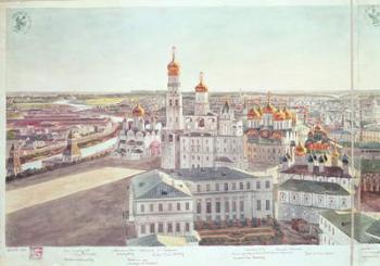 Panorama of Moscow, detail of the Kremlin cathedrals, 1819 (w/c on paper) (see 170140-170146) | Obraz na stenu