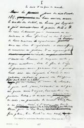 'Le Soir d'un Jour de Marche', facsimile of a page from the manuscript 'Les Miserables' by Victor Hugo (1802-85) (pen and ink on paper) (b/w photo) | Obraz na stenu