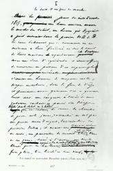 'Le Soir d'un Jour de Marche', facsimile of a page from the manuscript 'Les Miserables' by Victor Hugo (1802-85) (pen and ink on paper) (b/w photo) | Obraz na stenu