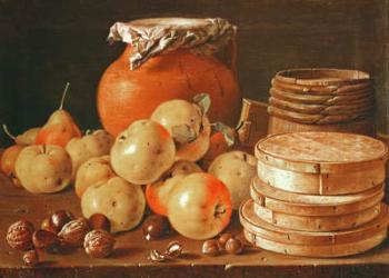 Still Life with apples, nuts, pears, and boxes of sweets (oil on canvas) | Obraz na stenu