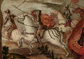 Detail of a cavalryman from Crucifixion (oil on canvas) (detail of 444238) | Obraz na stenu