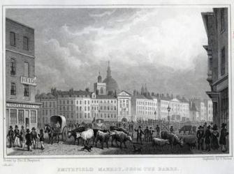 Smithfield Market from the Barrs, engraved by Thomas Barber, c.1830 (engraving) | Obraz na stenu