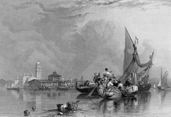 Murano, engraved by Robert Wallis, 1836 (engraving) | Obraz na stenu