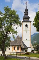 Medieval church of Sv. Pavel, or St. Paul, Stara Fuzina, Triglav National Park, Upper Carniola, Slovenia (photo) | Obraz na stenu