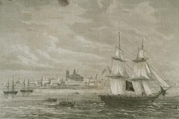 View of Montevideo, Uruguay, in the 1860s (engraving) | Obraz na stenu