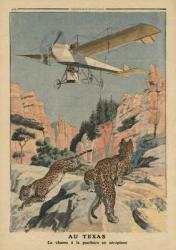 Hunting panthers from an airplane in Texas, illustration from 'Le Petit Journal', supplement illustre, 17th December 1911 (colour litho) | Obraz na stenu