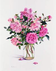 Roses in a Glass Jar (w/c on paper) | Obraz na stenu