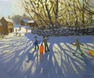 Red sledge, Monyash, Derbyshire (oil on canvas) | Obraz na stenu