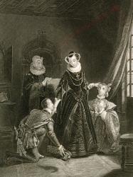 Mary, Queen of Scots (1542-87) in the company of courtiers (engraving) | Obraz na stenu