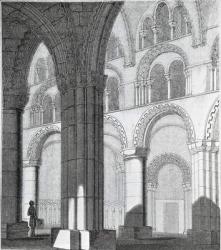 View of Durham Cathedral Nave (engraving) (b/w photo) | Obraz na stenu