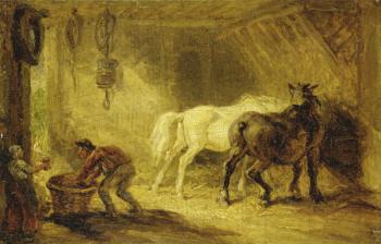 Interior of a Stable, c.1830-40 (oil on panel) | Obraz na stenu