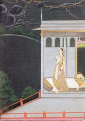 Lady waiting for her lover, from the 'Vasakasayya Nayika', one of the heroines of Hindu Rhetoric, Punjab Hills, c.1760 (gouache on paper) | Obraz na stenu