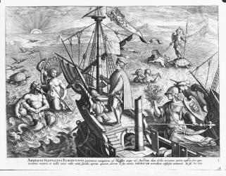 Amerigo Vespucci (1454-1512) (engraving) (b/w photo) | Obraz na stenu