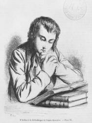 Daniel d'Arthez at the Bibliotheque Sainte-Genevieve, illustration from 'Les Illusions perdues' by Honore de Balzac (engraving) (b/w photo) | Obraz na stenu