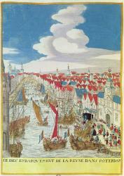 Marie de Medici (1573-1642) Landing in Rotterdam, 1639 (coloured engraving) | Obraz na stenu