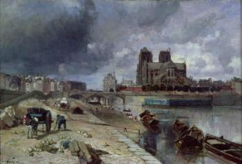 Notre-Dame from the Quai de la Tournelle, 1852 (oil on canvas) | Obraz na stenu