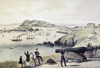 The Hoe, Drakes Island and Mt Edgecumbe from the Citadel, published by Newman & Co (colour litho) | Obraz na stenu