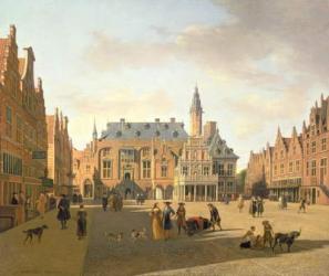 The Market Place with the Raadhuis, Haarlem, 17th century | Obraz na stenu