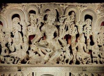 Lintel featuring Hindu trinity, from Waranal, Andhra Pradesh, Kakatiya dynasty (stone) | Obraz na stenu