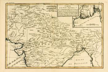 Northern India, from 'Atlas de Toutes les Parties Connues du Globe Terrestre' by Guillaume Raynal (1713-96), published Geneva, 1780 (coloured engraving) | Obraz na stenu