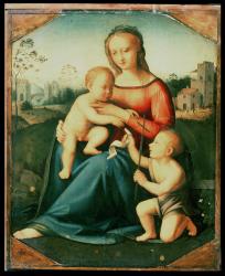 Madonna and Child with St. John the Baptist (oil on panel) | Obraz na stenu