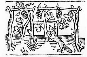 The Fox and the Raisins, illustration from Caxton's 'Aesop's Fables', 1484 (woodcut) | Obraz na stenu