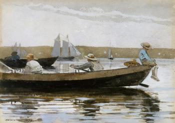 Boys in a Dory, 1873 (w/c washes and gouache over graphite on textured white wove paper) | Obraz na stenu